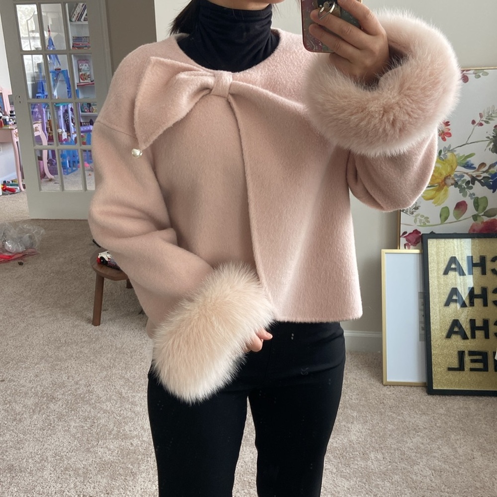 Cashmere +Wool, fox fur short coat. XS/S